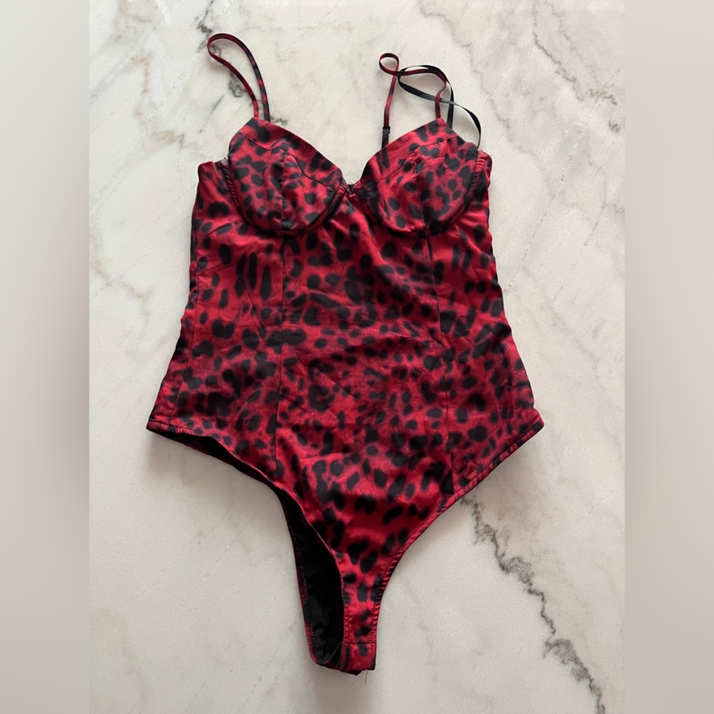 Revolve brand Red leopard bodysuit